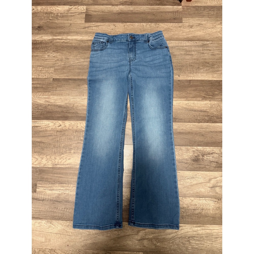 Cat & Jack Girls Blue Bootcut Super Stretch Jeans Size 12 Adjustable Waist